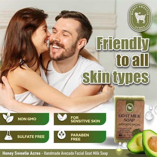 Honey Sweetie Acres Fresh Off The Goat All Natural Moisturizing 3 Oz Avocado & Goat Milk Facial Cleansing Bar ? Handcrafted, Eco-Friendly ? Made in USA