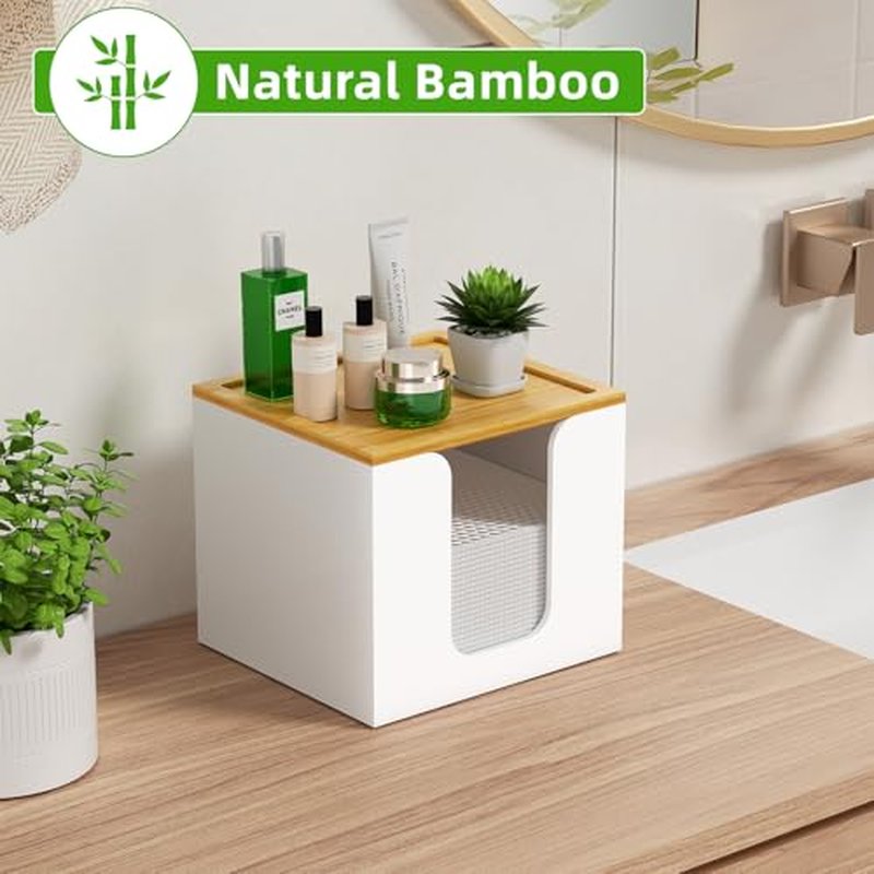 Acrylic Disposable Face Towel Holder with Bamboo Lid