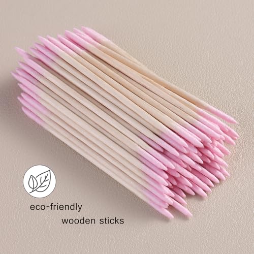 Pink Double-Head Pointed Cotton Swabs - Precision Nail & Makeup Cleaning, 200pcs
