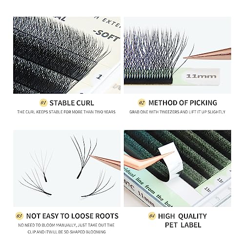 5D Premade Fan Eyelash Extensions 0.07mm D Curl 8-15mm Mix