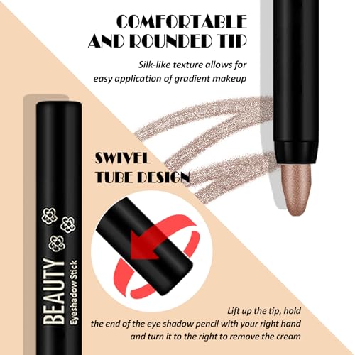 16-Color Waterproof Eyeshadow Stick Set - Matte & Glitter