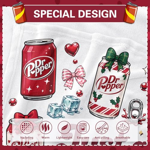 Hugmora Just a Girl Who Loves Soda Blanket 50x60 in White Cozy Throw