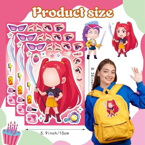 32 Mixed Demon Character Stickers Pack for Kids