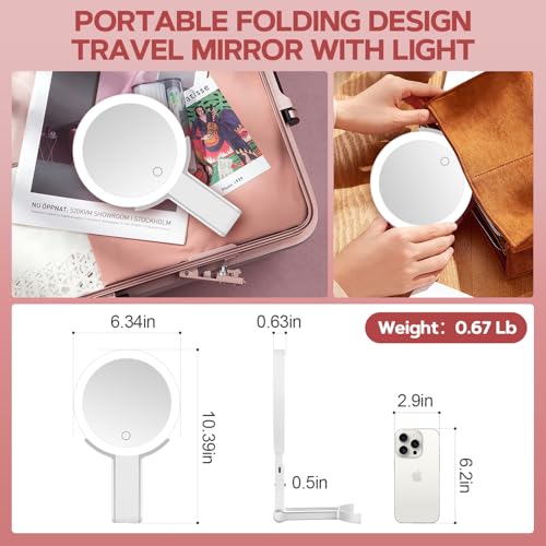 White 30X Magnifying Lighted Travel Makeup Mirror with 56 LEDs & Dimmable Modes