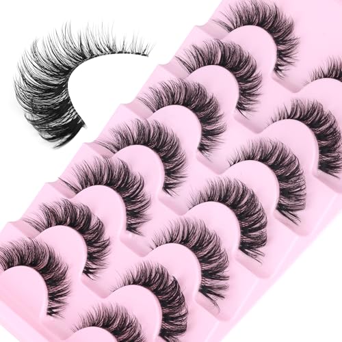 Wispy Cat Eye False Eyelashes 15mm Clear Band 7 Pairs