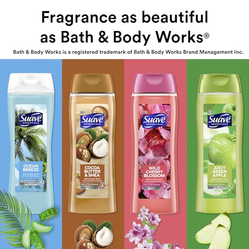 Suave Moisturizing Body Wash, Cocoa Butter and Shea with Vitamin E Extract, No Parabens, No Phtahaltes, 18 Oz (Pack of 12)