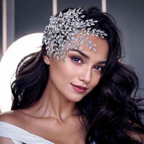 Wedding Rhinestone Hair Piece Leaf Bride Side Headpieces Crystal Hair Accessories for Brides and Bridesmaids