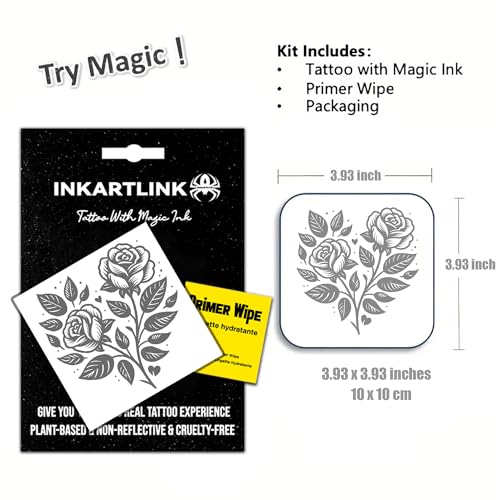 INKARTLINK Semi-Permanent Tattoo Stickers - Rose Duo Design