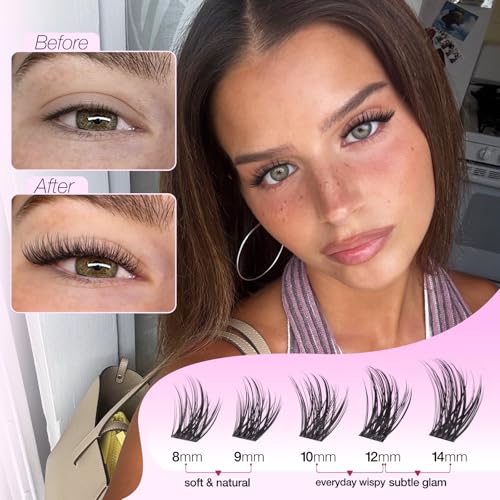Yawamica Natural Lash Clusters 8-14mm CC Curl DIY Eyelash Extensions