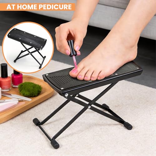Foldable Pedicure Foot Rest Stand - 6-Height Adjustable Non-Slip Stool