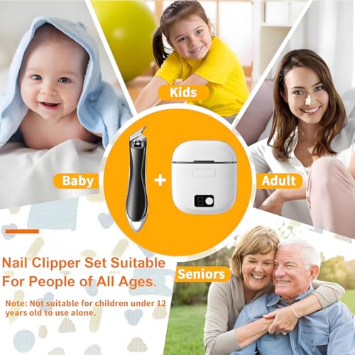 Electric Nail Clipper Set with LED Light - 3-in-1 Trimmer