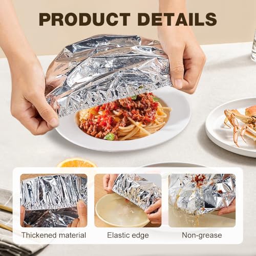 Reusable Aluminum Foil Food Covers - Heat-Resistant with Elastic Edge