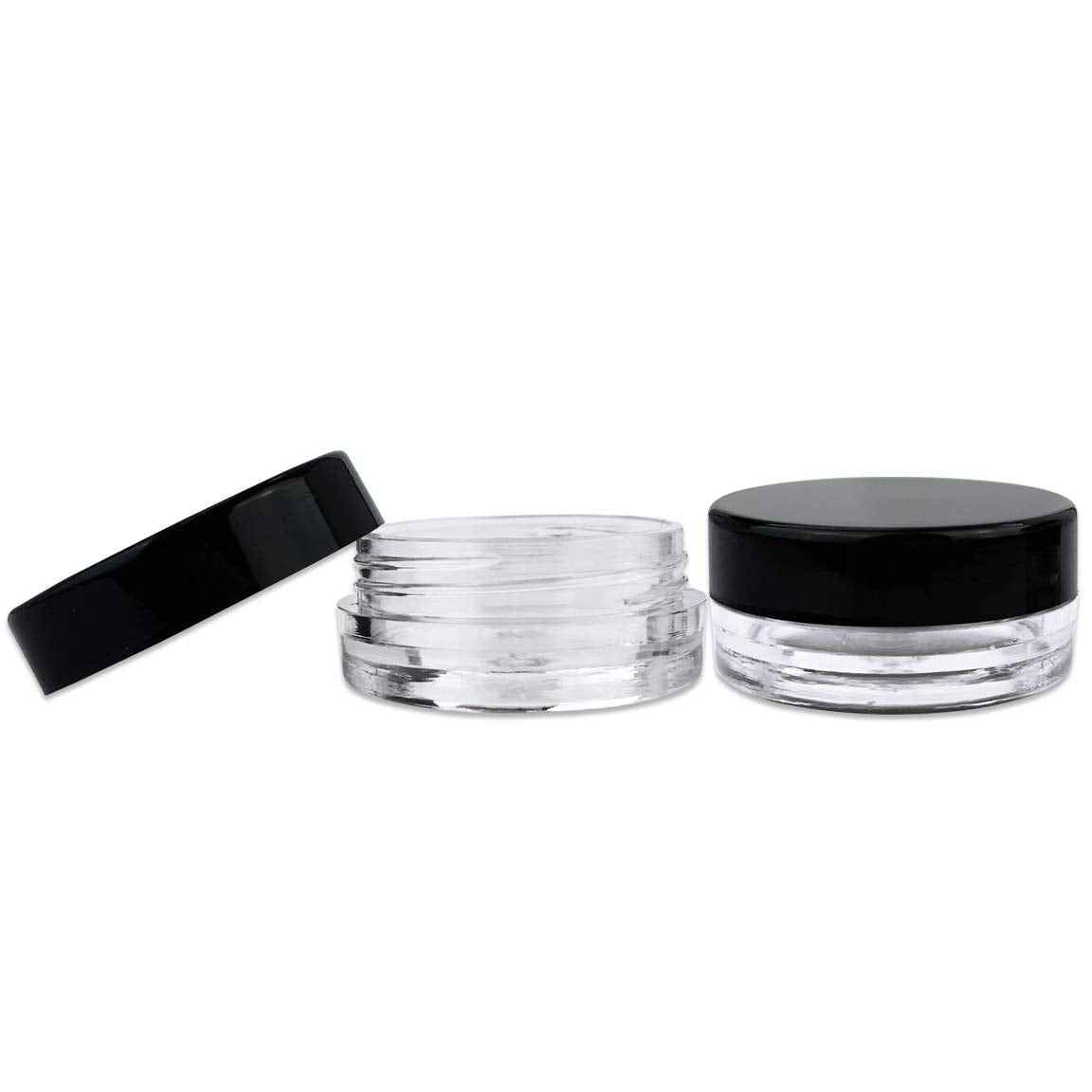 Beauticom 3G/3ML Round Clear Jars with Black Lids for Cosmetics, Medication, Lab and Field Research Samples, Beauty and Health Aids - BPA Free (Quantity: 200pcs)