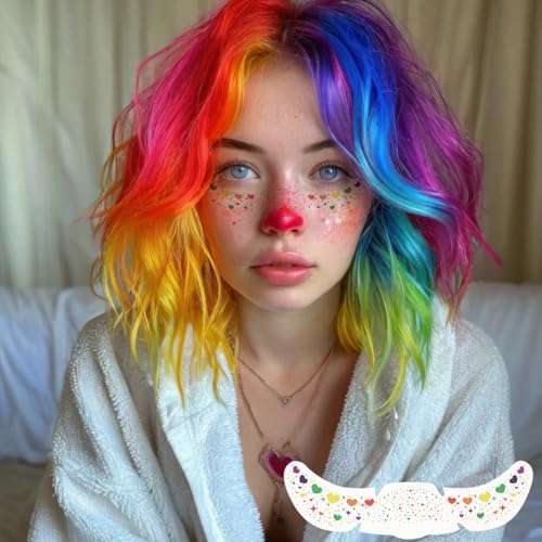 12-Sheet Pride Freckles Face Tattoos - Rainbow Heart & Butterfly