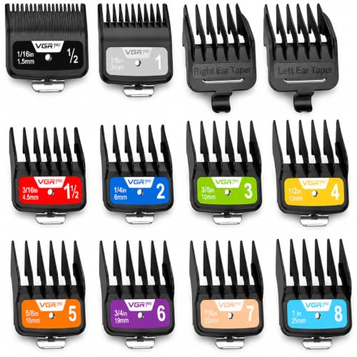 VGRPRO Professional Hair Clipper Guard Set with Color-Coded Guides