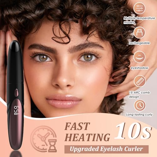 Gacavks Electric Heated Eyelash Curler - USB Rechargeable, 10s Heat-Up, 4 Modes