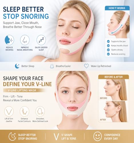 Anti Snoring Chin Strap - Adjustable V Line Lifting Mask for Quiet Sleep