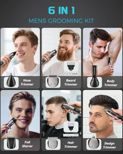 Brightup Beard Trimmer for Men - 6-in-1 Cordless Electric Razor