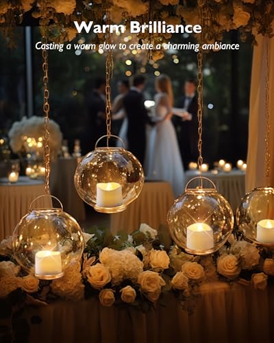 Homemory Warm White Flickering Flameless Tea Lights - 24 Pack, Battery Operated, 200+ Hours, Safe for Weddings & Holidays