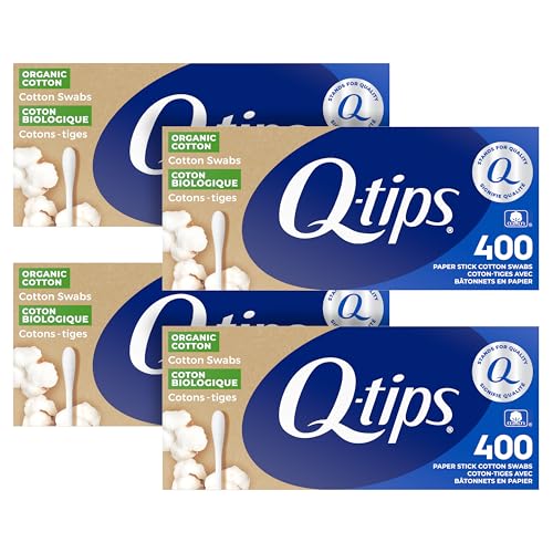 Q-tips Organic Cotton Swabs for Beauty & Care, 400 Ct (4-Pack, 1,600 Total)