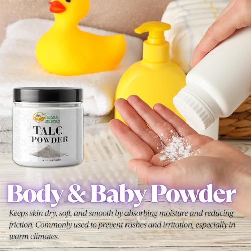 Herbs Botanica Talcum Powder for Women & Men 8 oz Fine Talc Powder, Ideal for Body Freshness, DIY Cosmetics, Personal Care, and Craft Use Smooth Texture & Unscented Formula