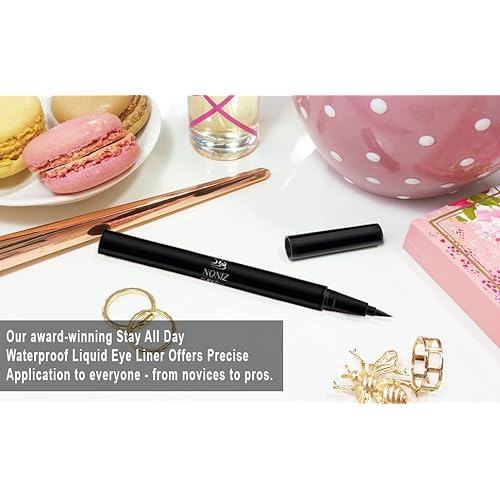 Black Liquid Eyeliner - Water Proof Ultra Matte Long Lasting Slim Jet - Black Eye Liner - 100% Intense Black - Smooth Easy Application Pen Liner