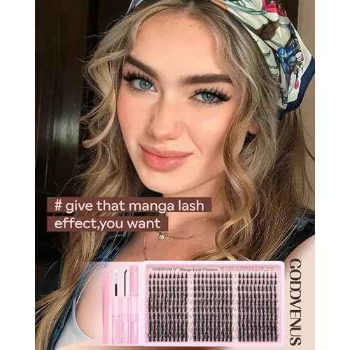 Manga Lash Clusters Kit Natural 300 Pcs Cluster Eyelash Extensions Kit Wispy Fairy Fluffy Eyelash Clusters Anime Cosplay Individual Lash Extensions Kit CC Curve 10-16mm