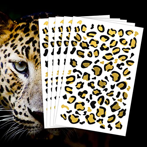 Metallic Leopard Print Temporary Tattoos - 5 Sheets