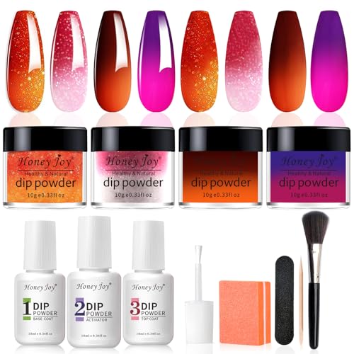 Honey Joy 4-Color Dip Powder Nail Starter Kit with Liquids & Tools
