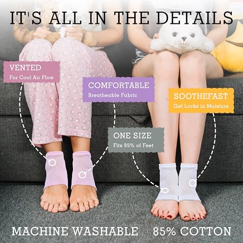 Moisturizing Heel Socks for Dry Cracked Feet - 2 Pairs