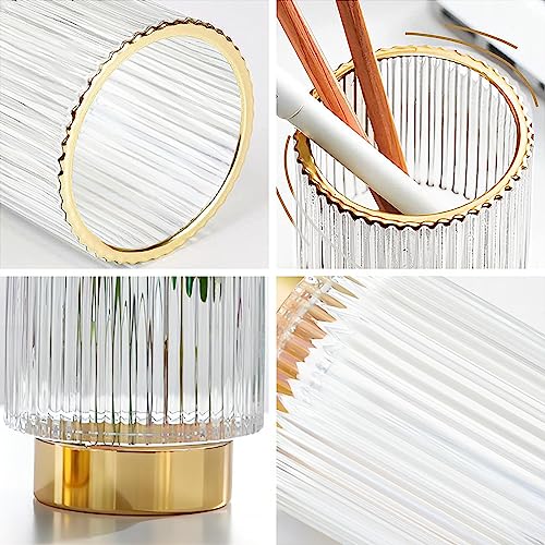 Crystal Makeup Brush Holder Organizer with Striped Design