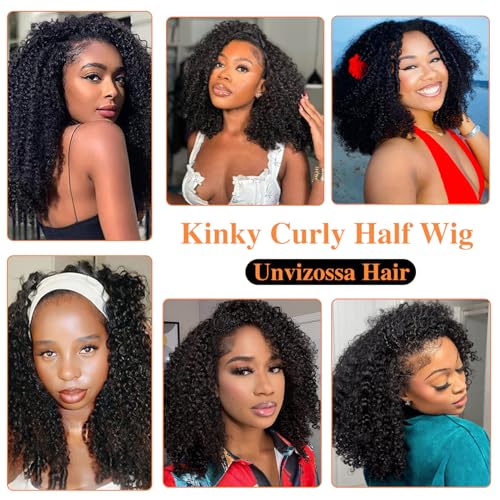 Kinky Curly Half Wig Human Hair 12" Glueless 200 Density
