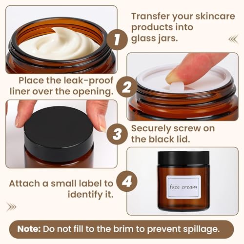 Amber Glass Jars with Lids 50 Pcs 2 oz - UV-Blocking, Leak-Proof with Labels & Spatulas (AstrivixDD)