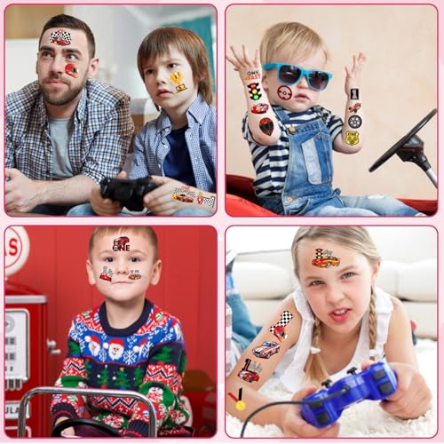 Fast One Temporary Tattoos Stickers, Race Car 1st Birthday Party Favors Decorations Supplies Gifts for Boys Girls Classroom Rewards