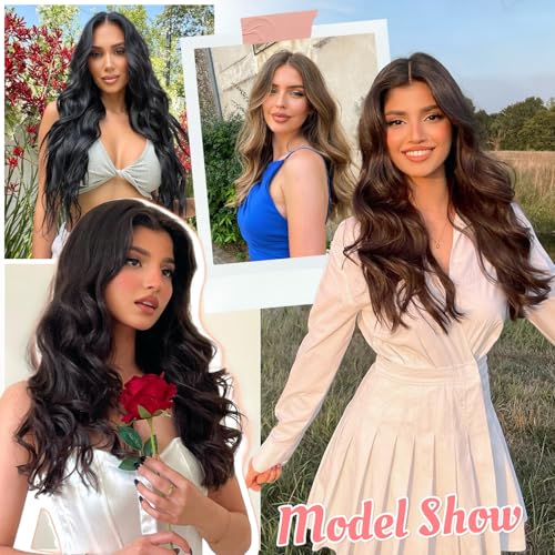 Fliace Clip in Hair Extensions 24" 6 Piece Wavy Black