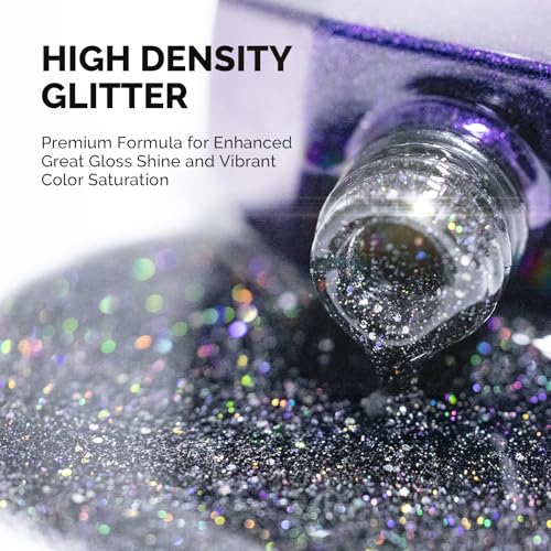 MelodySusie Colorful Black Glitter Gel Nail Polish 15ML X10 - Sparkly Long-Lasting UV/LED Soak Off Manicure