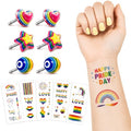 Rainbow Stud Earrings & Tattoo Set - 3 Pairs + 5 Sheets