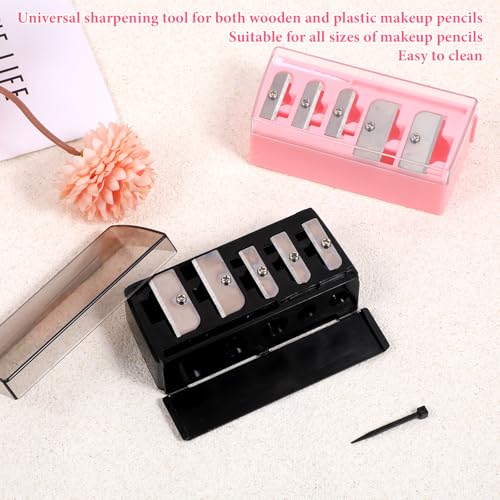 2-Pack 5-Hole Cosmetic Pencil Sharpener with Lid for Eyeliner & Lip Liner