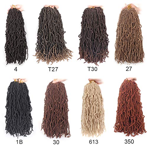 18 Inch New Faux Locs Crochet Braids Hair 2Packs/Lot Black Soft Locs Pre-looped Goddess Locs Braiding Hair For Women Curly Wavy Faux Locs Crochet Synthetic Hair Extensions (18 inch,1B#)