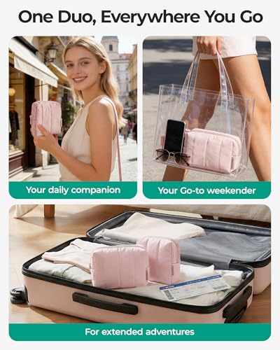 BAGSMART Makeup Bag Duo Set - Padded Travel Cosmetic Organizer