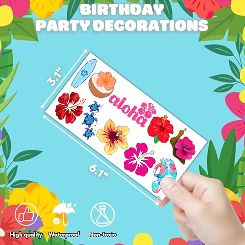 Hibiscus Temporary Tattoos - 100 PCS Hawaiian Luau Party Favors