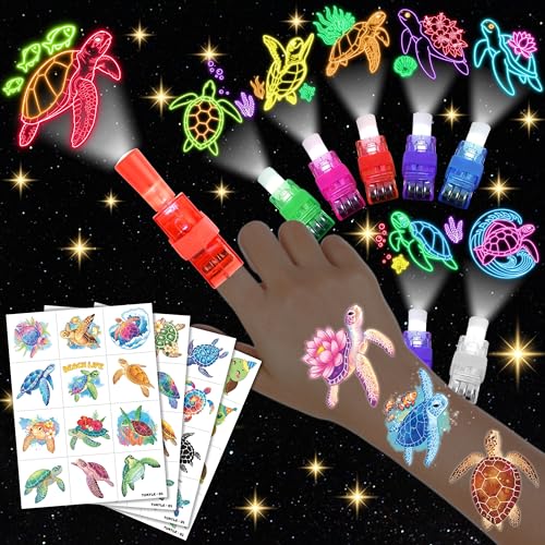 Turtle Party Favors Set – 72 PCS LED Finger Lights & Tattoos