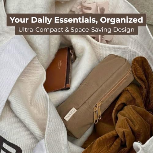 VANTSO Compact Travel Makeup Bag - Expandable Organizer with Brush Slots