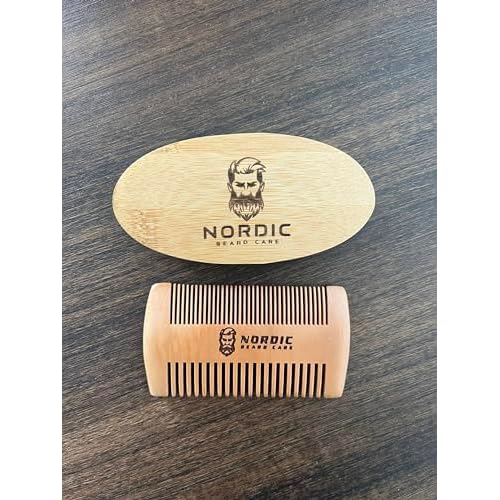 Generic Nordic Beard Care: Boar Bristle Brush and Pearwood Comb kit