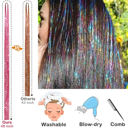 Hair Tinsel Kit 48 Inch, 18 Colors, 4320 Strands with Tools