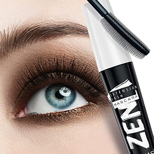 FARMASi Zen Extension Lash Mascara, Lengthening & Volumizing Effect, Clump-Free Definition, Smudge-Free Wear, Silicone Brush for Separated Fuller-Looking Lashes, Blackest Black, 0.27 fl oz