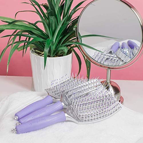 Olivia Garden Fingerbrush Curved and Vented Paddle Brush for Blow Drying - Ideal for Styling and Detangling All Hair Types - Scalp Massager Brush
