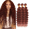 Reddish Brown Deep Wave Hair Bundles - 3 Pack, 150g, 12-34 Inch