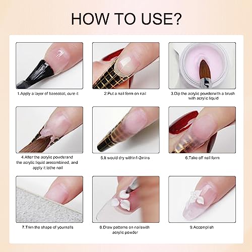 Mnk66 Acrylic Powder Professional Clear Pink Nude Milky White Acrylic Nail Powder for Nail Extension, French Nail Art 3D Flowers, Nail Carving, Beginner (YSJF004-30g)