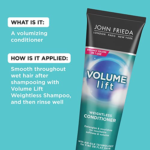 John Frieda Volume Lift Hair Conditioner, Safe for Color-Treated Hair, for Fine or Flat Hair, 8.45 Ounces (Pack of 2)